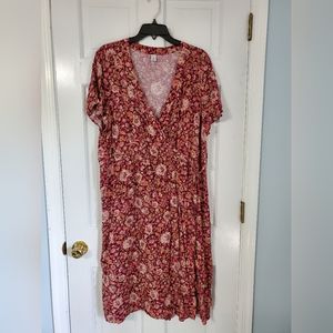 Old Navy Red Floral Mock Wrap Dress 3X Plus